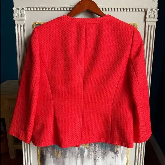 Kasper Women's Vibrant Orange Textured Blazer - Picture 3 of 6